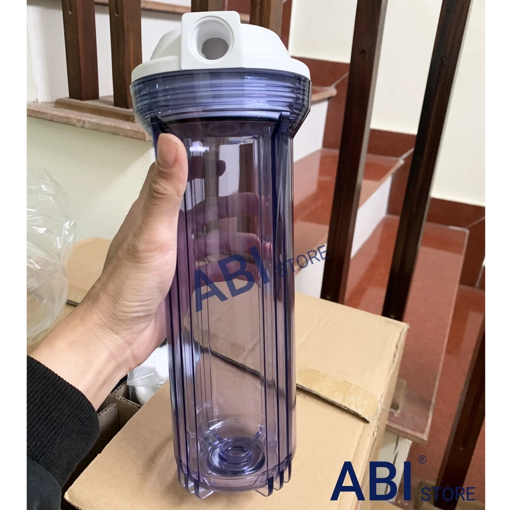 CỐC LỌC NƯỚC 10 INCH REN 21mm TRONG KÈM CÚT HÀNG ĐẸP GIÁ RẺ
