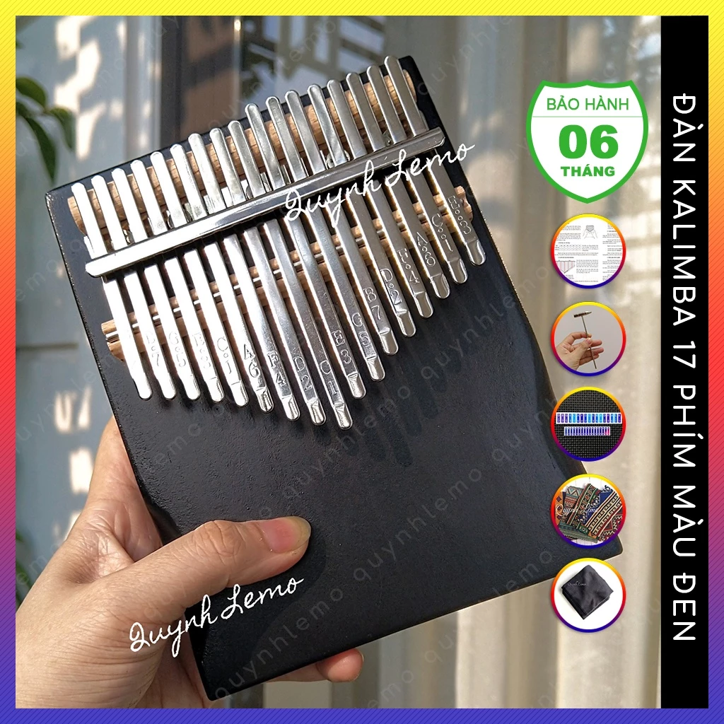 Đàn kalimba 17 phím QUYNHLEMO, Kalimba rẻ màu đen, nâu, xanh, gỗ, đàn piano ngón tay cái 21 phím, tặng đủ phụ kiện