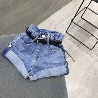 Quần Short Denim Trơn Lưng Cao Thời Trang Mùa Hè Hàn Quốc Dành Cho Bé Gái