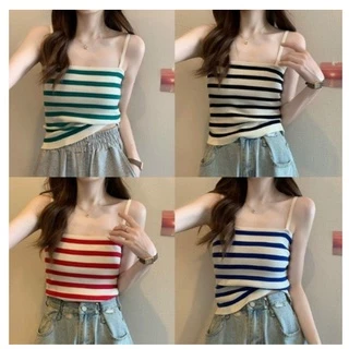 Áo 2 Dây Nữ - Croptop Thun Len Kẻ Ngang siêu đẹp