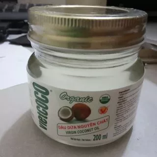 Dầu dừa nguyên chất ép Organic ép lạnh Vietcoco dạng hũ 200ml