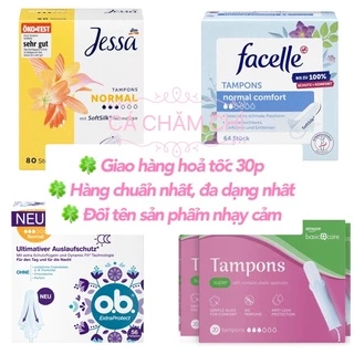 Tampon Jessa / Facelle nội địa Đức đủ size date 2028 - Băng vệ sinh dạng nút / ống /que