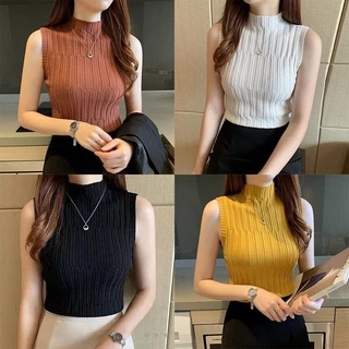 Áo thun gân đũa cổ cao sát tay ôm body croptop tối giản đi chơi thoải mái MC100