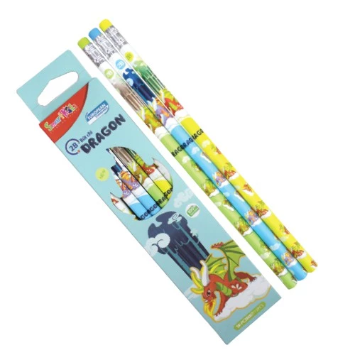 Hộp 12 Bút chì Smartkids SK-PC2B007 2B Dragon, ruột bút chì chất lượng, gỗ mềm dễ chuốt, thân in hình bắt mắt.