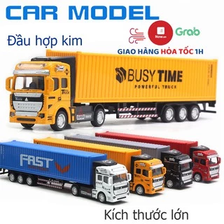 Đồ chơi mô hình xe đầu kéo container KAVY đầu hợp kim tháo rời chạy đà kèm thùng tháo mở được