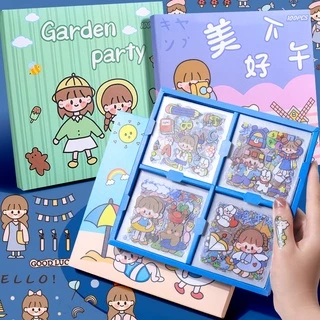 Set 20 / 100 Tấm Sticker Dán Trang Trí Điện Thoại / Nhật Ký Hình Cô Gái Dễ Thương