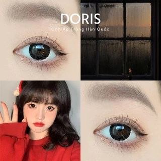 Kính Áp Tròng DORIS.LENS - BLACK ĐEN Giãn To 14.5mm Lens Mắt Đen Tự Nhiên 0 Đến 10 Độ Lệch Độ