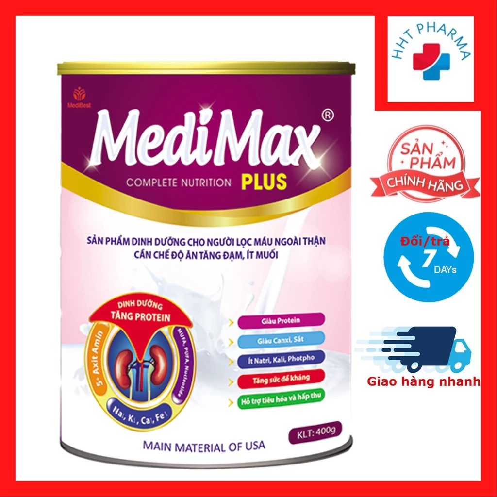 MediMax plus - Sữa dành cho người bị bệnh thận, chạy thận - loại 900gr và 400gr