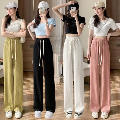 Quần Ống Rộng Culottes Tăm Trơn Nhiều Màu Nữ - Quần suông form rộng cạp chun, Cá Tính HOT TREND