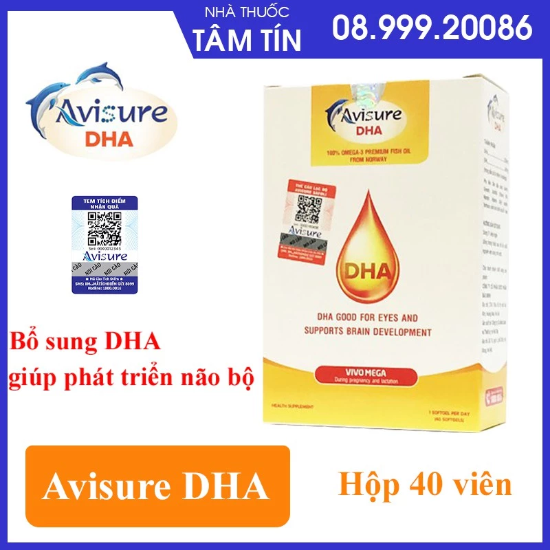 (Chính hãng Tích điểm nhận quà ) AVISURE DHA -DHA tinh chất từ Nauy cho mẹ bầu, giúp bé phát triển não bộ