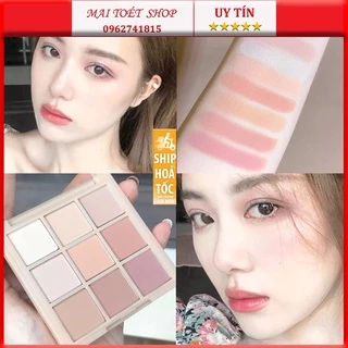 [Hàng mới về] Bảng phấn mắt tone NUDE cao cấp dạng nén 9 màu nhũ và lì lâu trôi chống thấm nước