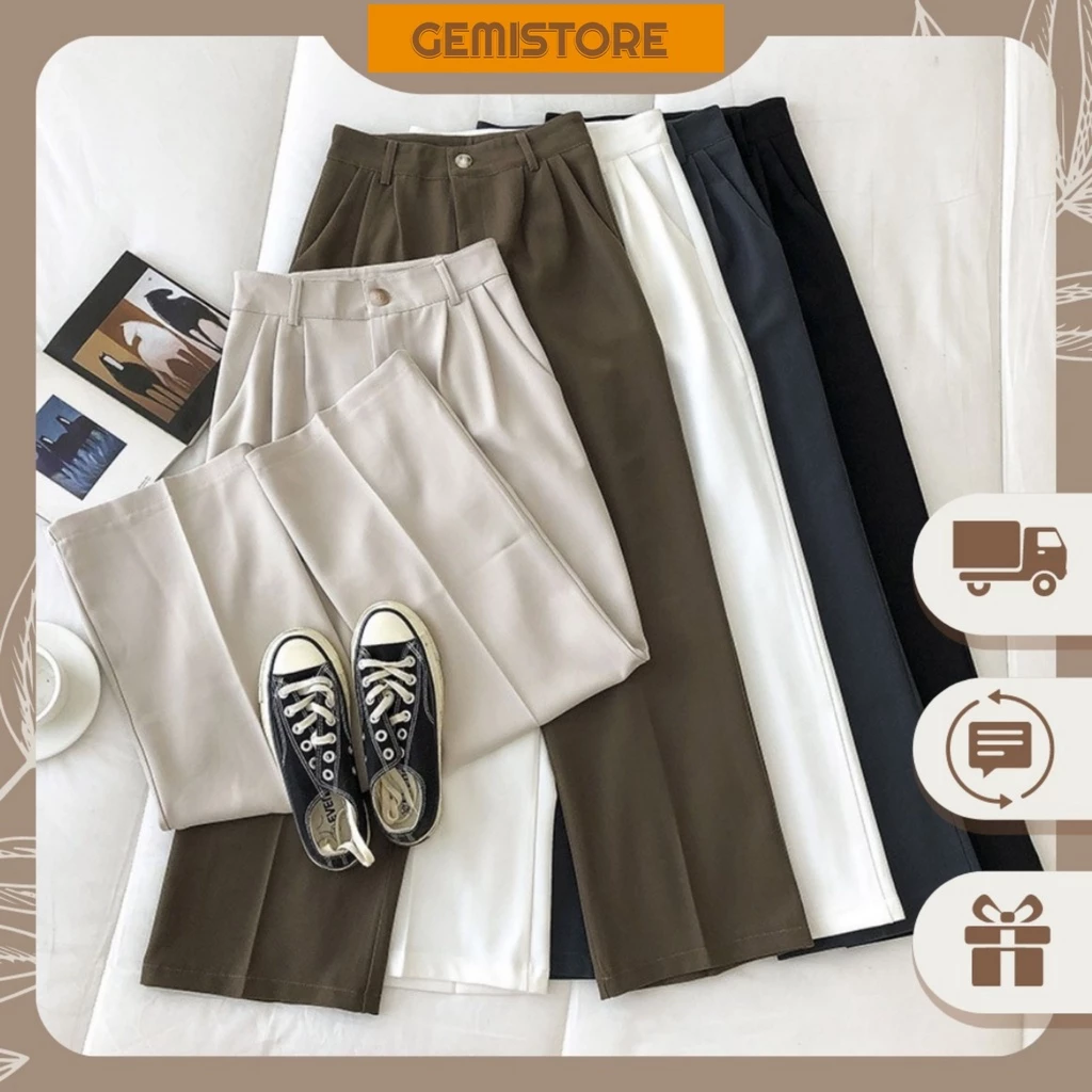 Quần Ống Rộng Nữ Culottes Ulzzang Cạp Cao Chất Liệu Vitex Cao Cấp Lên From Xinh