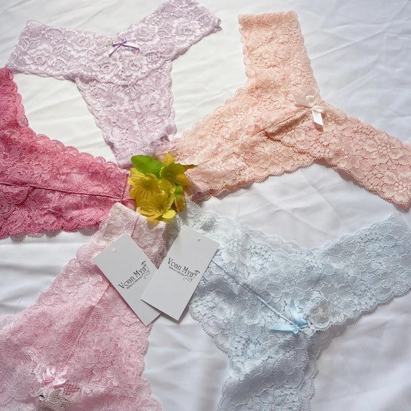 Quần lót chữ Y Chicky thong - ren thun co dãn màu pastel ngọt ngào _ R2 - Voan Mya - Voanmya - pastel bralette