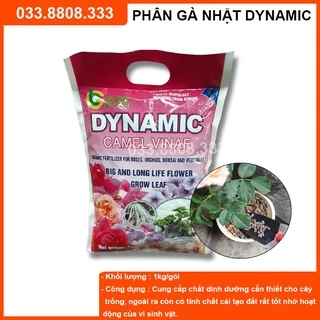 Phân gà Nhật Bản Dynamic Camel  túi hồng 1kg dành cho hoa hồng, hoa lan và cây cảnh