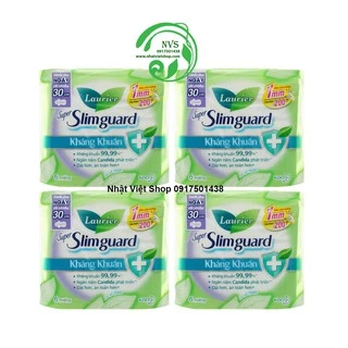 [COMBO 4 GÓI] Băng Vệ Sinh Laurier Siêu Mỏng Cánh 1mm Super Slimguard Kháng Khuẩn (30cm-6M)