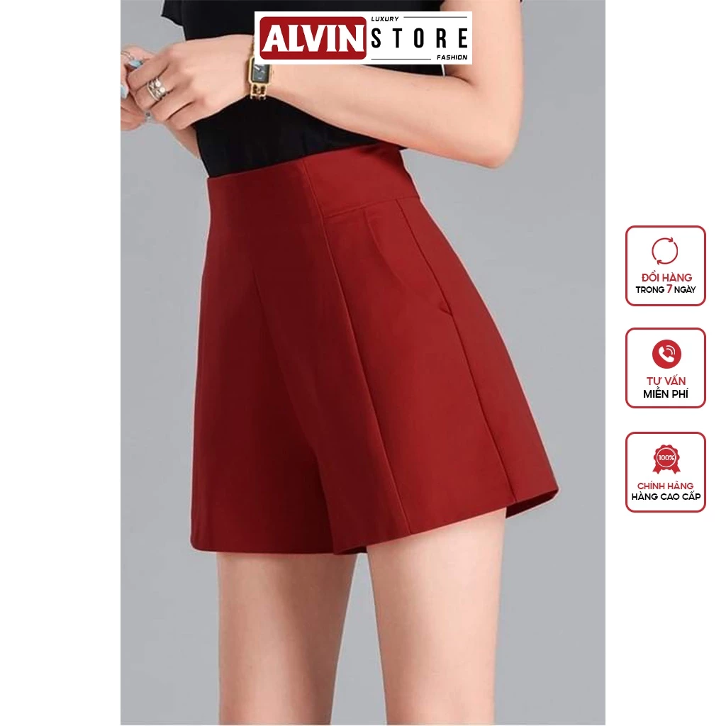 Quần Short Đùi Nữ Cạp Cao Dây Kéo Sau Mặc Đi Chơi Sang Đẹp Alvin Store 11004