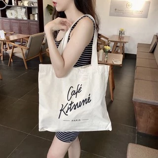 [ SALE 50%]Túi tote vải canvas hoạ tiết in chữ Cafe phong cách Hàn Quốc