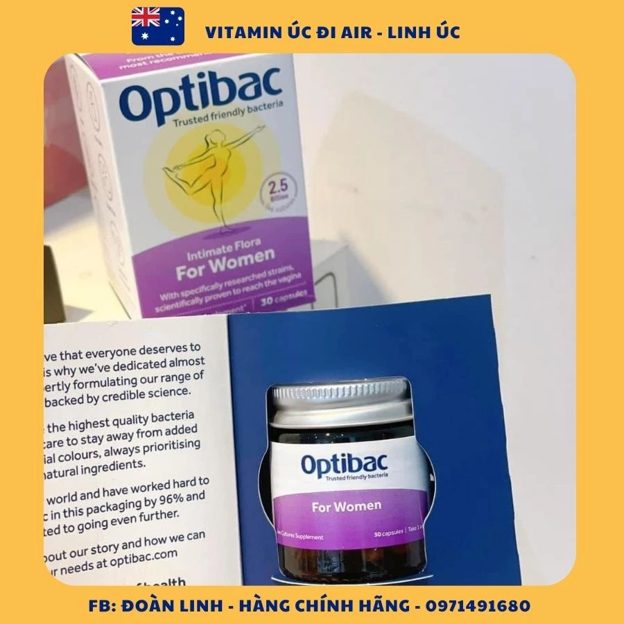 Men vi sinh Optibac tím Optibac Probiotics For Women, Hàng chuẩn UK Anh Quốc (30v/90 viên)