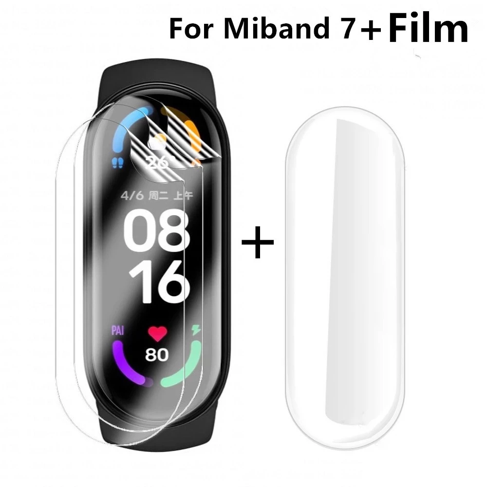 Dây Đeo Silicone Mềm Kèm Miếng Dán Bảo Vệ Cho Đồng Hồ Thông Minh Xiaomi Mi Band 7