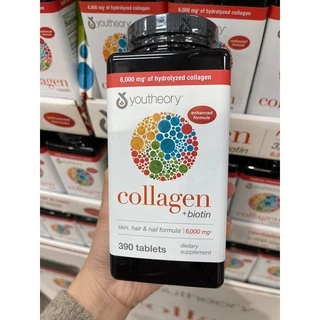 (Hàng chuẩn Auth) Viên Uống Collagen + Biotin Youtheory 6000mg 390 viên của Mỹ