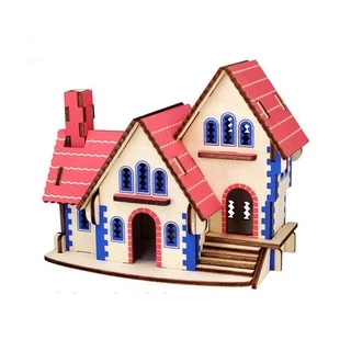 Đồ chơi lắp ráp gỗ 3D Mô hình Pink Dream House Laser
