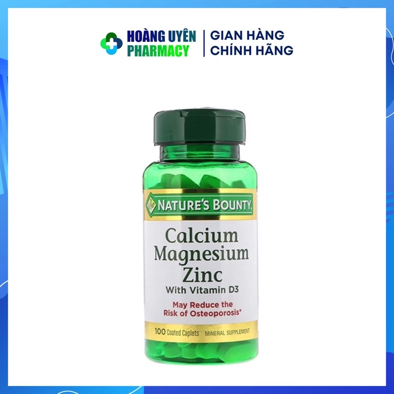 Viên uống bổ sung Calcium magnesium zinc Nature's bounty 100 viên