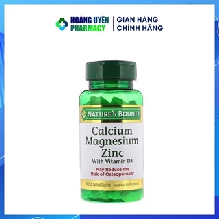 Viên uống bổ sung Calcium magnesium zinc Nature's bounty 100 viên