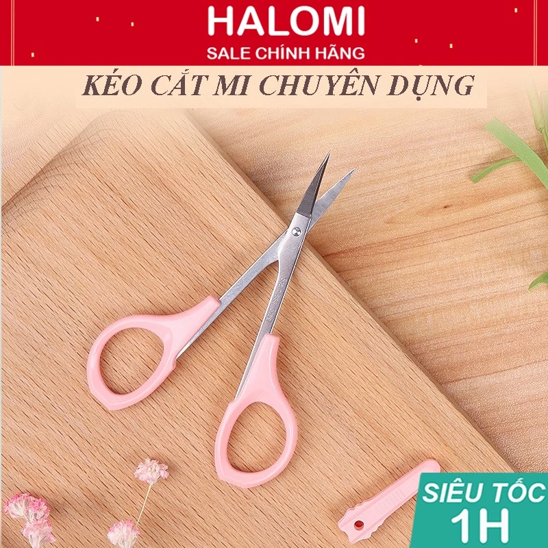 Kéo cắt mi mắt đầu cong HALOMI chuyên dụng cho makeup cắt tỉa lông mi bằng thép siêu bền[ FREESHIP ]