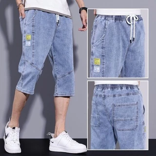 Quần short denim ống rộng 7 tấc thời trang mùa hè 2021 dành cho nam