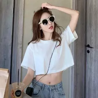 [Baywellfashion]Áo Croptop Thun Nữ In Chữ Thời Trang Hè Năng Động