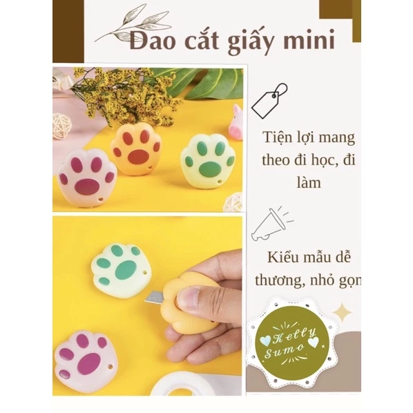 Dao rọc giấy mini hình bàn chân mèo siêu cute hạt me