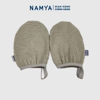 Bao tay tắm NAMYA vải cotton, vân tổ ong, làm sạch da chết, mát xa toàn thân - BTTC