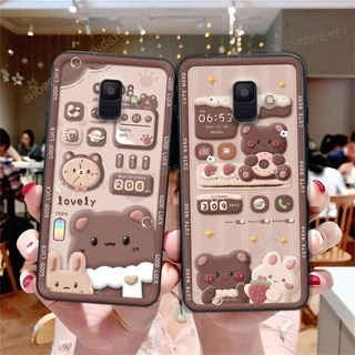 Ốp lưng Samsung A6 2018 / A6 Plus / A6+ in họa tiết caro, mẫu gấu cực đáng yêu / ốp gấu cute giá rẻ