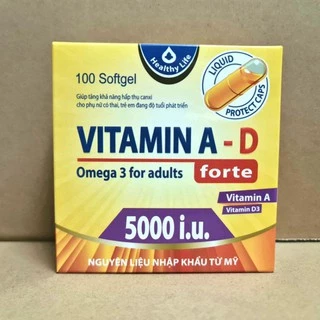 Viên Uống Vitamin A D Bổ Sung Vitamin Giảm Nguy Cơ Khô Mắt Mỏi Mắt Còi Xương Hỗ Trợ Đẹp Da Hộp 100 Viên