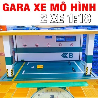 Mô hình bãi đỗ 1 xe ô tô tỉ lệ 1:18 bằng gỗ có đèn chiếu sáng đồ chơi trẻ em hoặc trưng bày