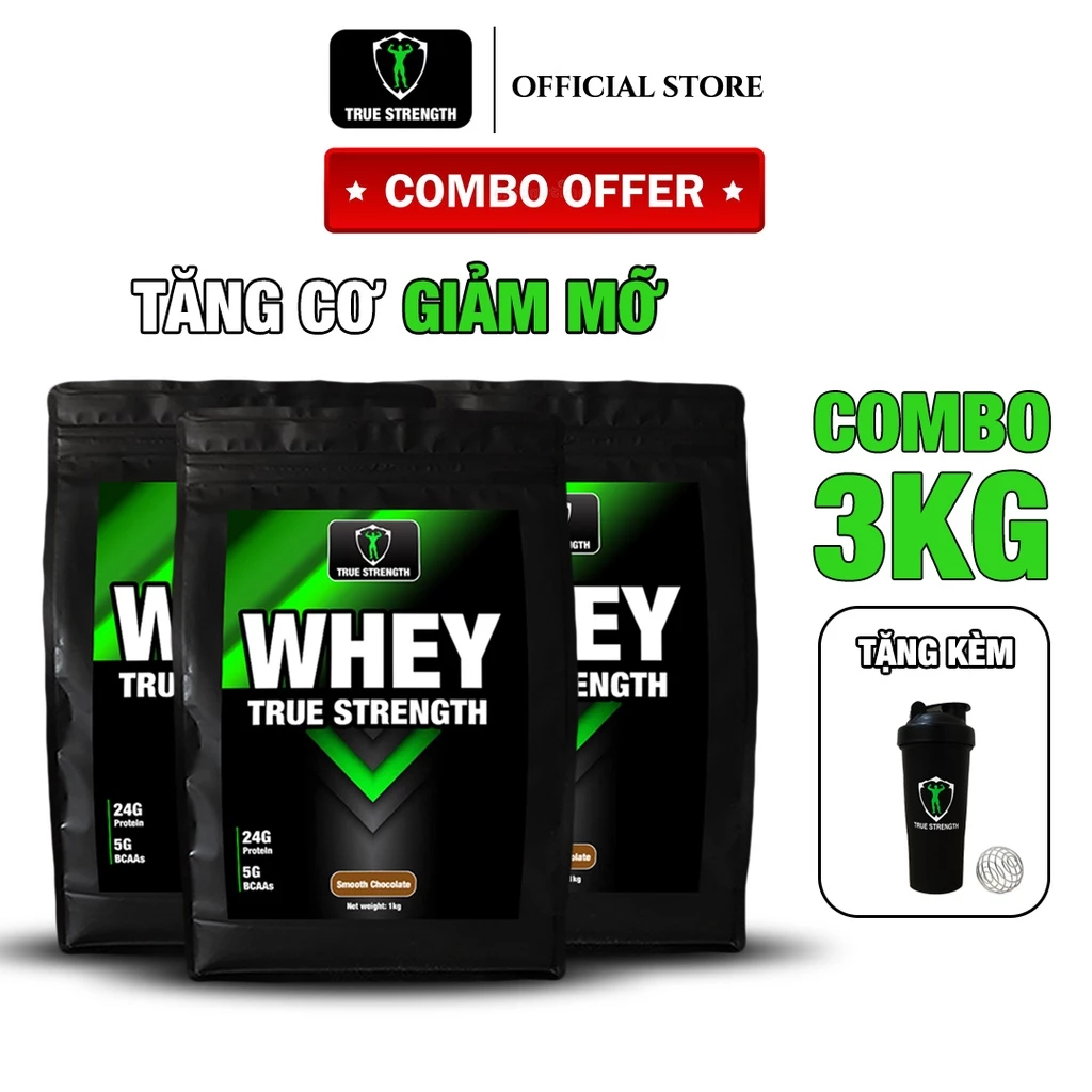 Whey True Strength - Tăng Cơ Giảm Mỡ - Combo 3kg - Tặng kèm Bình lắc