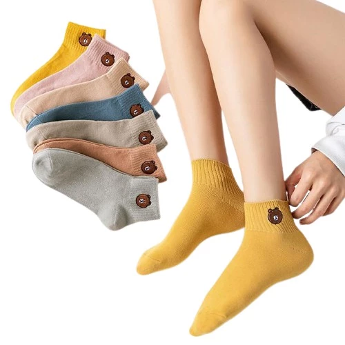 [HCM Giá Rẻ] Combo 10 Đôi Tất Gấu Gấu Brown Tất Vớ Nữ Cotton Cổ Ngắn Siêu Dễ Thương Đi Học Đi Làm