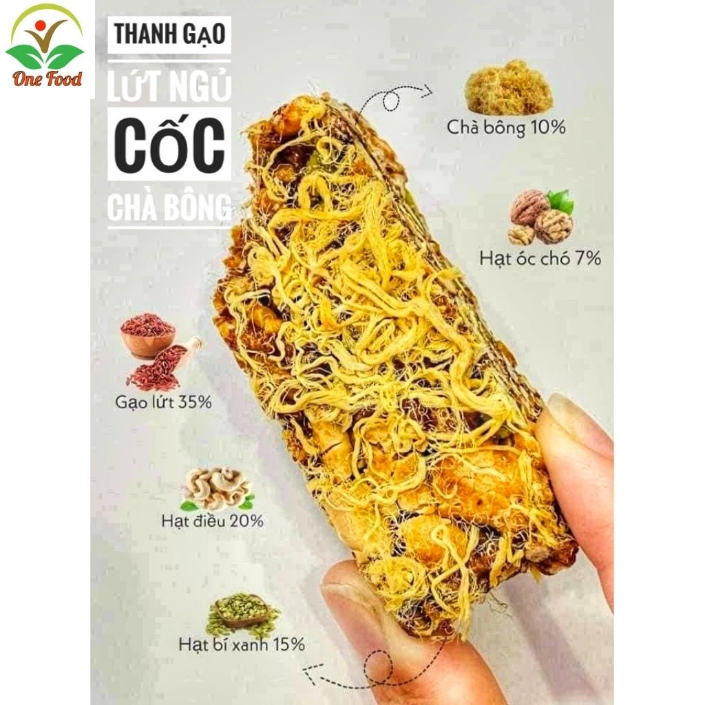 Thanh Gạo Lứt Ngũ Cốc Granola, THANH GẠO LỨT NGŨ CỐC DINH DƯỠNG CHÀ BÔNG, Bánh Dinh Dưỡng, Onefood68