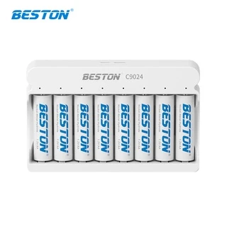 Bộ Sạc 8 pin AA AAA Beston C9024, Mẩu mới 2023 sạc nhanh,tự ngắt khi đầy, đèn LED báo thông minh, dùng cho micro ,remote