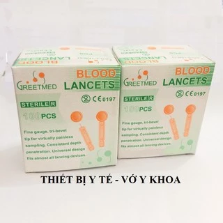 Kim Lấy Máu Cho Máy Đường Huyết Blood Lancets kim dẹp 2 cạnh (hộp 100 Kim)