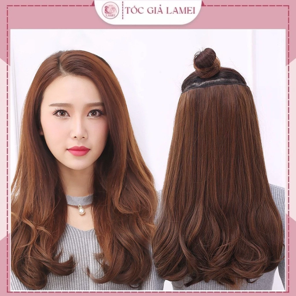 Tóc Giả Nữ Kẹp Cụp 5 Phím Chất Sợi Tơ Nhân Tạo Sử Dụng Nhiệt Tạo Kiểu