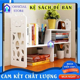 Kệ sách đẹp để bàn bằng gỗ dạng lắp ghép đa năng để bàn làm việc hoặc bàn học tiện lợi - ICO HOME