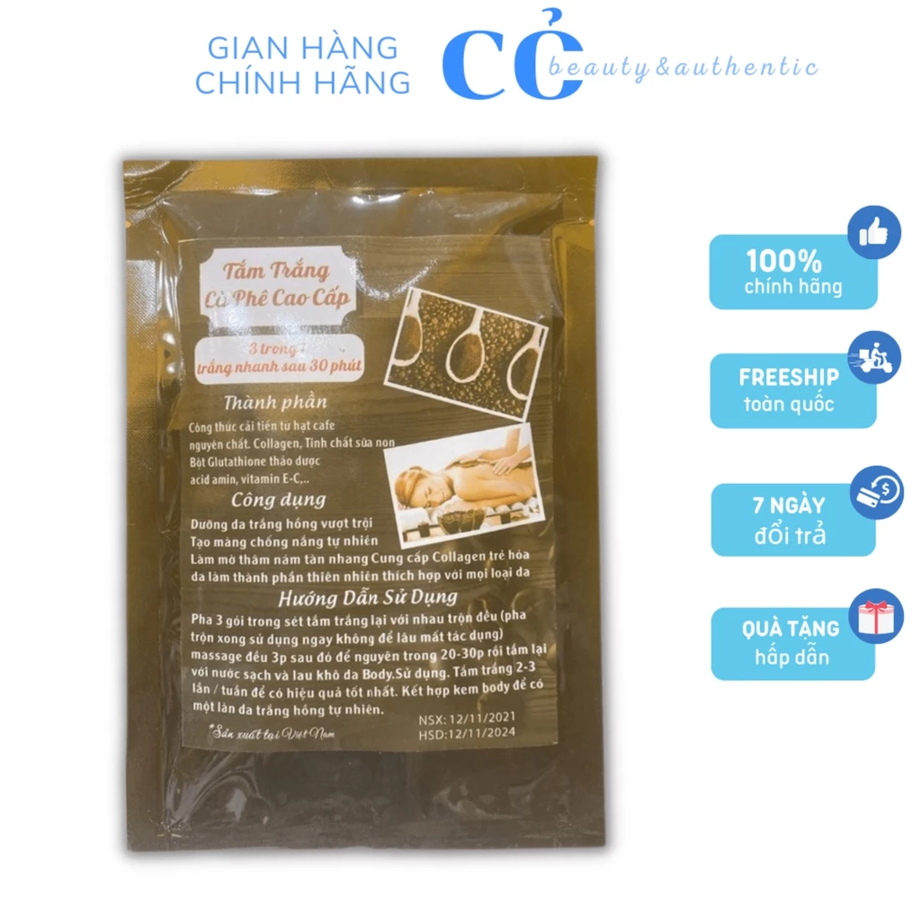 Tắm trắng cà phê cao cấp 3IN1 giúp da trắng mịn dài lâu tẩy tế bào chết da mờ thâm