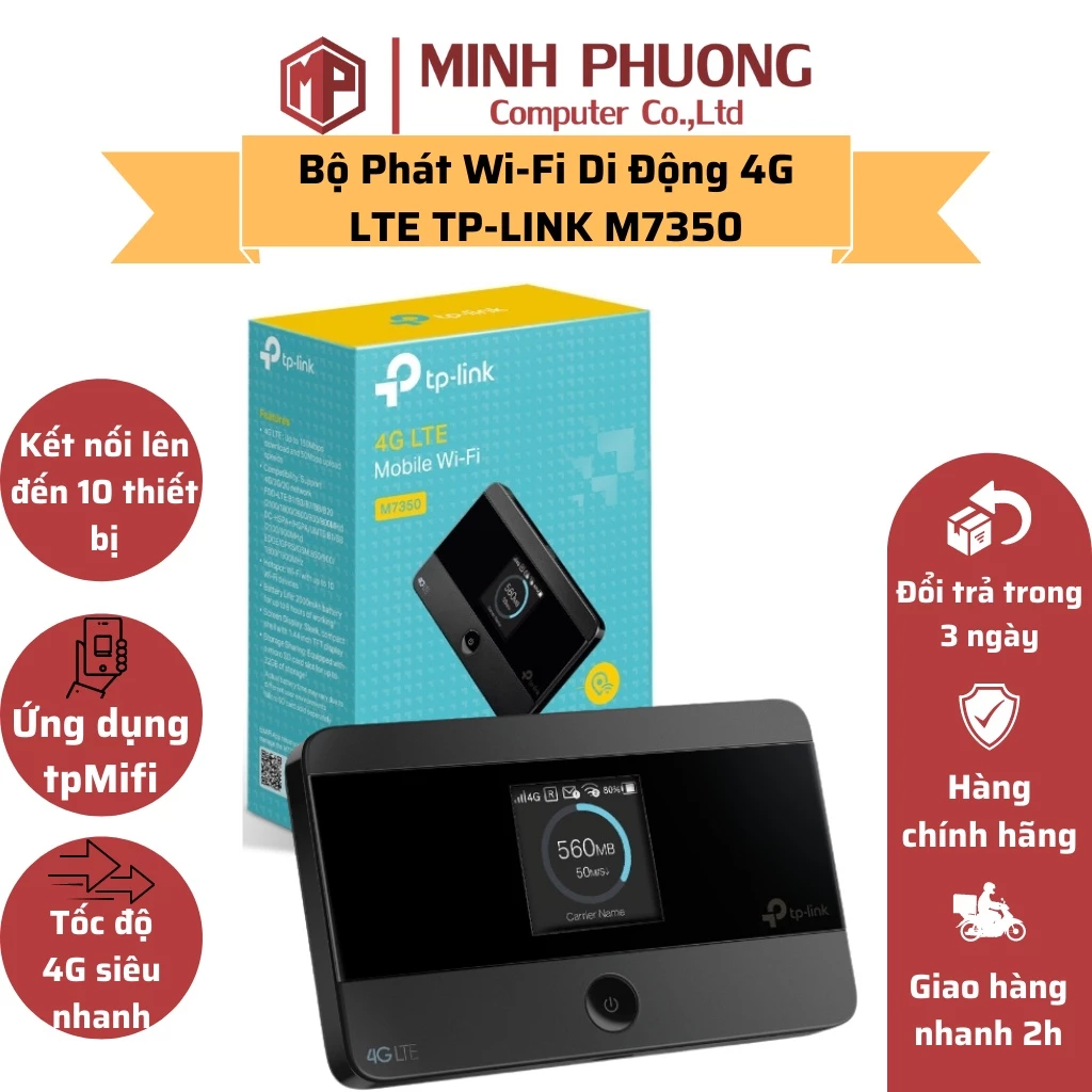 Bộ Phát WiFi Di Động 4G LTE TP-LINK M7350 - Hàng chính hãng