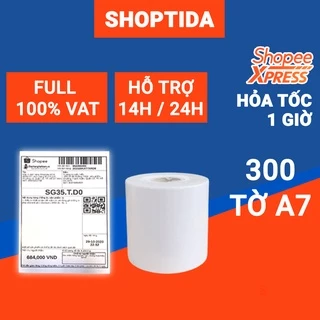 Combo 6 cuộn giấy in nhiệt Shoptida 300 tờ 7*10cm 3 lớp tự dán chống nước, sử dụng cho máy in nhiệt Shoptida SP46