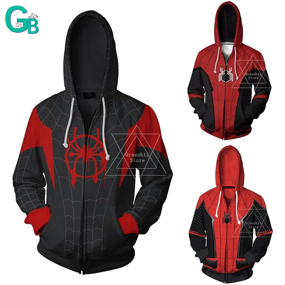 Hàng Mới Về Áo Khoác Hoodie Dài Tay Có Khóa Kéo In Hình Spider-Man Far From Home 3D Cho Nam