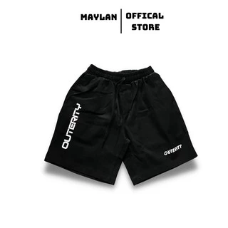 Quần Short Kaki Nam In Chữ OUTERITY màu đen form unisex -SHOP MAYLAN