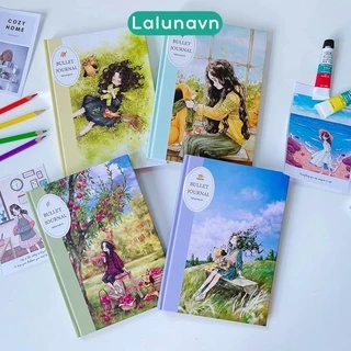 Sổ tay Bullet Journal 120Gsm ghi chép A5 planner kế hoạch Lalunavn vintage cute - B88