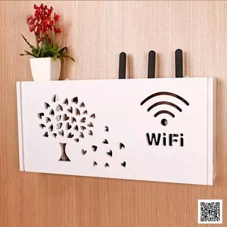 (40-20-10)Kệ wifi hình cây lá trái tim mùa thu treo tường bằng gỗ