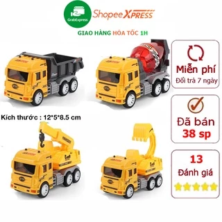 Bộ đồ chơi cho bé xe xây dựng gồm 4 chiếc, chi tiết sắc sảo, nhựa an toàn, các khớp chuyển động tăng trí tưởng tượng